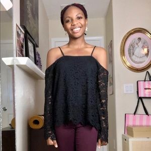 Brand New Black Off Shoulder Lace Blouse